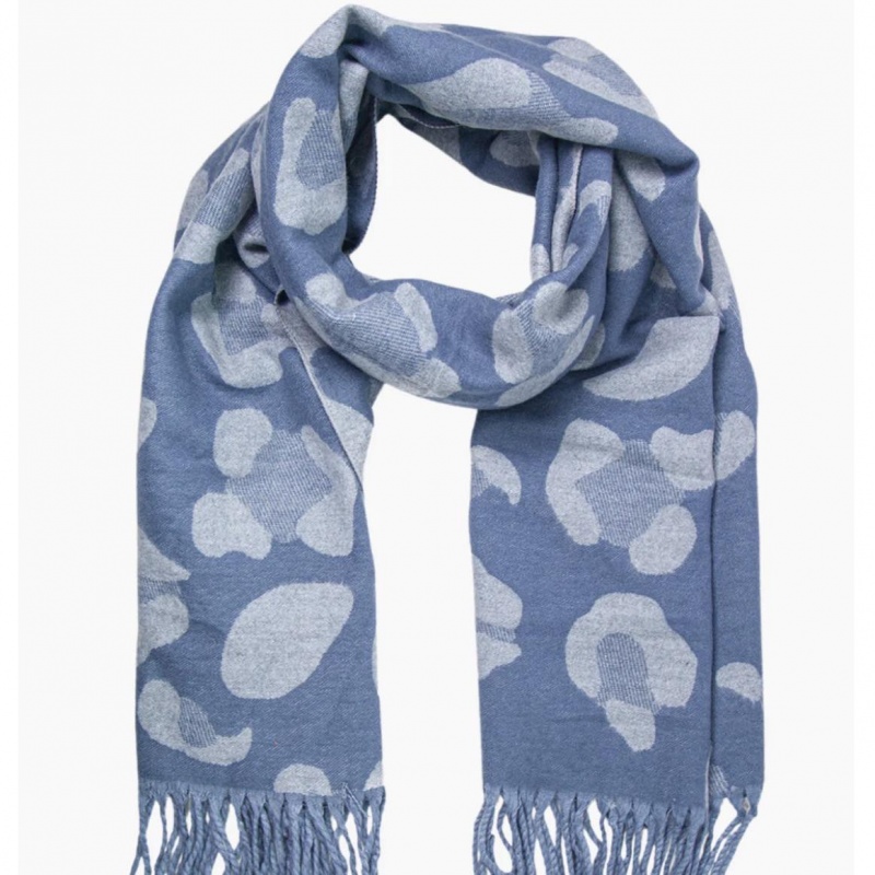 Leopard Tassel Scarf - Blue